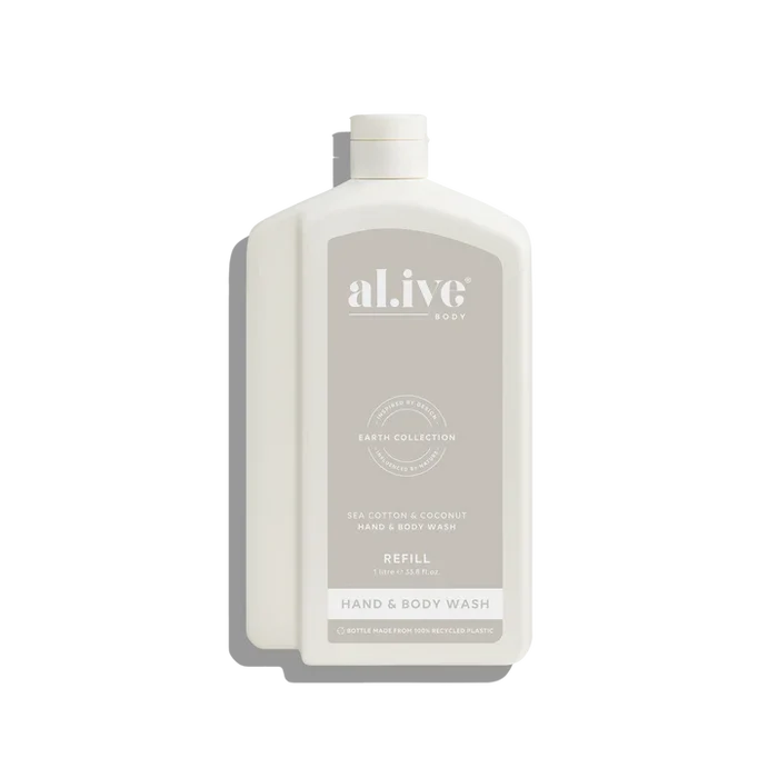 al.ive Hand & Body Wash  1L Wash Refill - Sea Cotton & Coconut