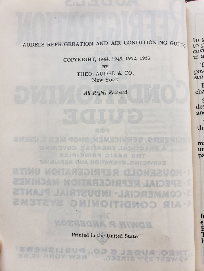 Audels Refrigeration and Air Conditioning Guide (1953)