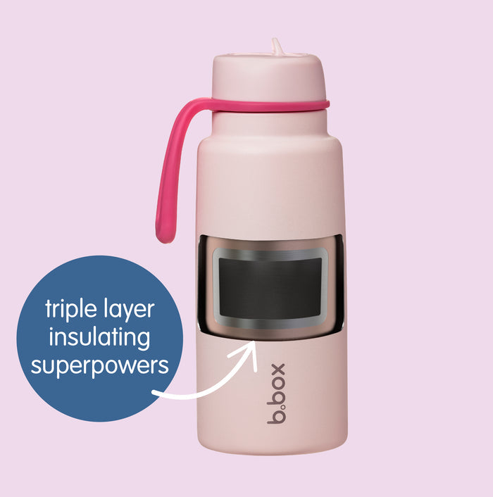 b.box - 1L Insulated Flip Top Drink Bottle - Pink Paradise