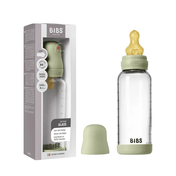 BIBS Baby Glass Bottle Complete Set 240ml | Sage