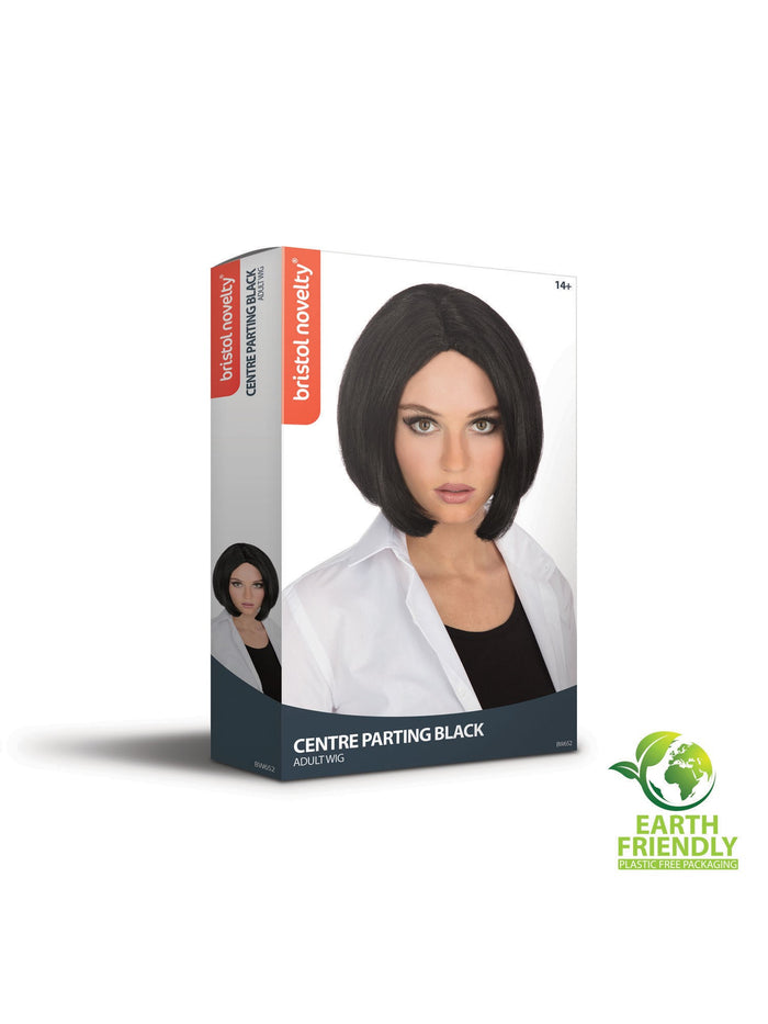 Black Centre Parting Wig