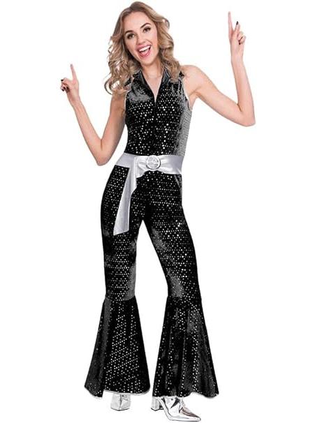 Black Disco Jumpsuit Retro Costume