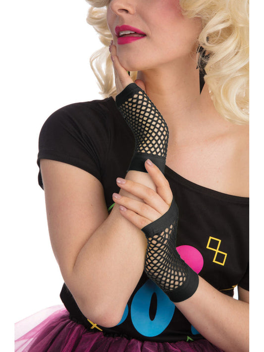 Black Fishnet Gloves Costume Accessory