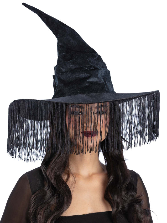 Black Fringe Western Witch Hat