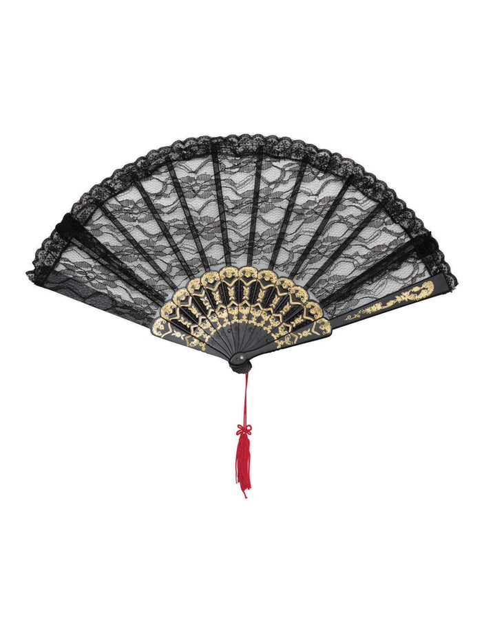 Black Spanish Lace Fan Costume Accessory