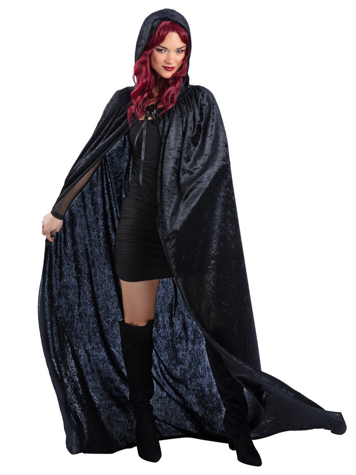 Black Velour Hooded Cape