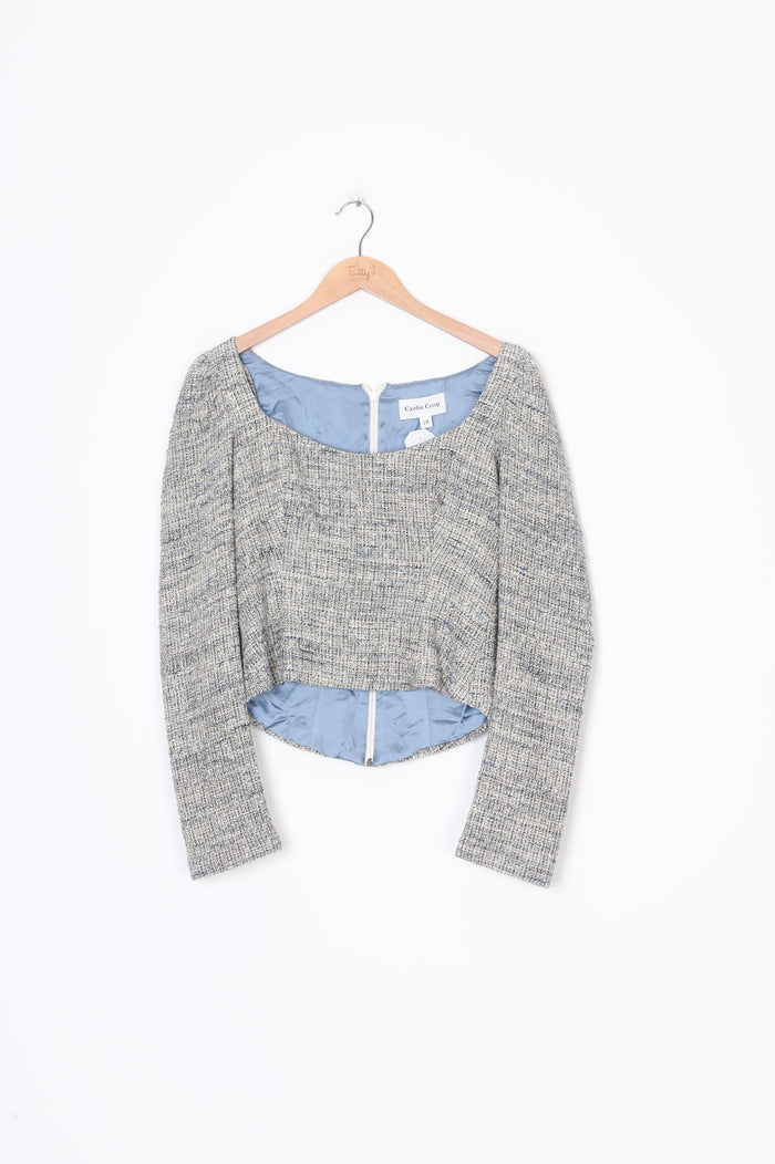 Caitlin Crisp Womens Grey Top Size 10