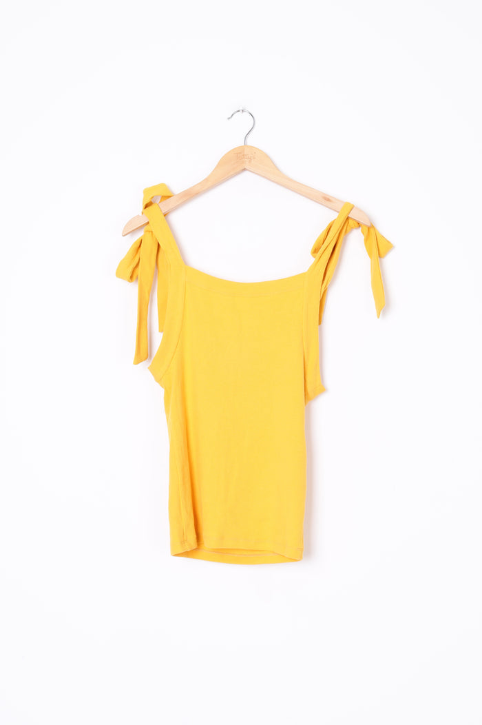 Caitlin Crisp Womens Yellow Top Size 6