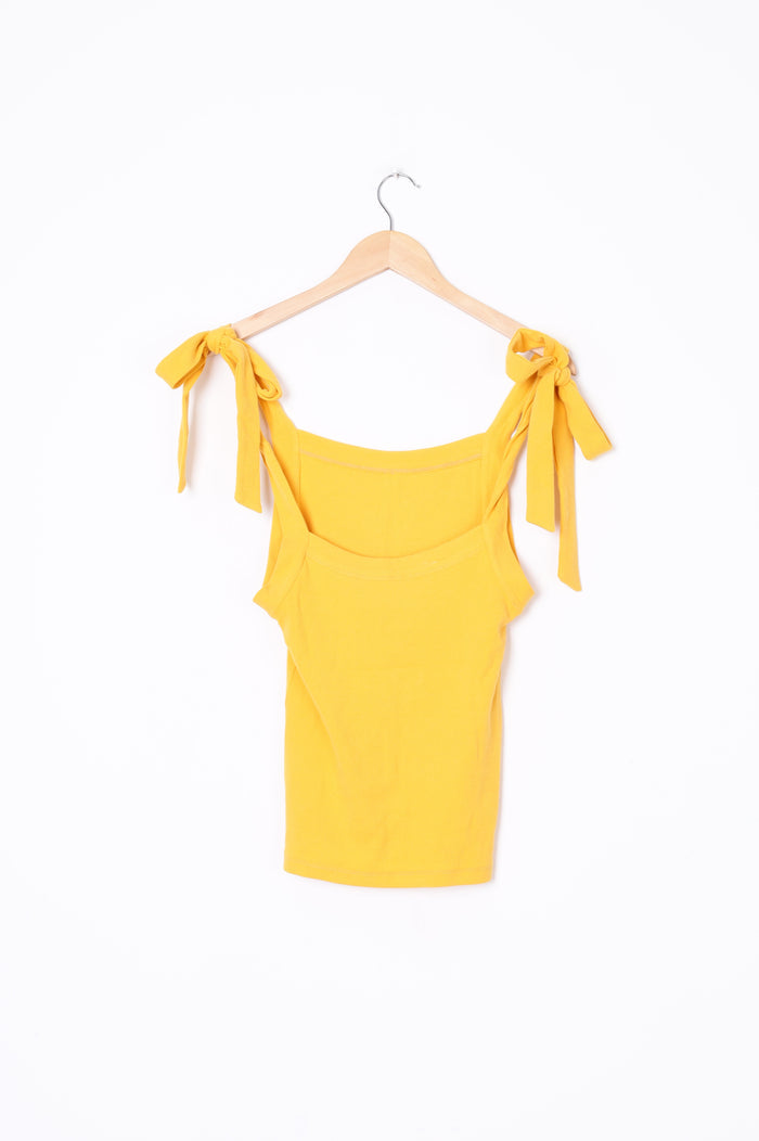 Caitlin Crisp Womens Yellow Top Size 6