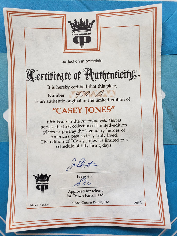 Casey Jones commemorative plate