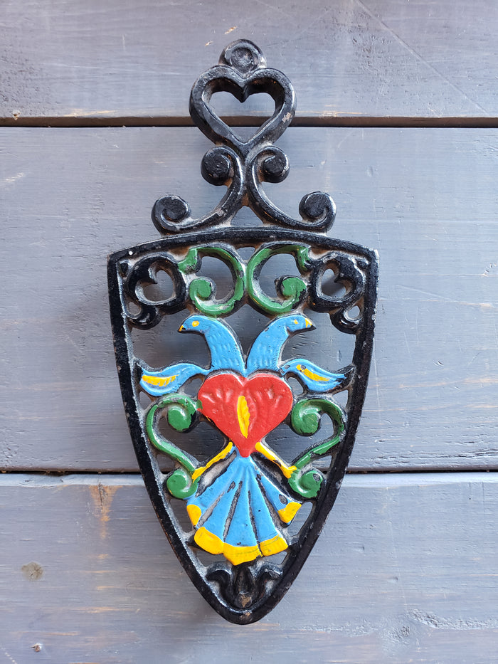 Cast Iron Painted Dutch Blue Birds Trivet