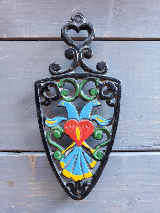 Cast Iron Painted Dutch Blue Birds Trivet