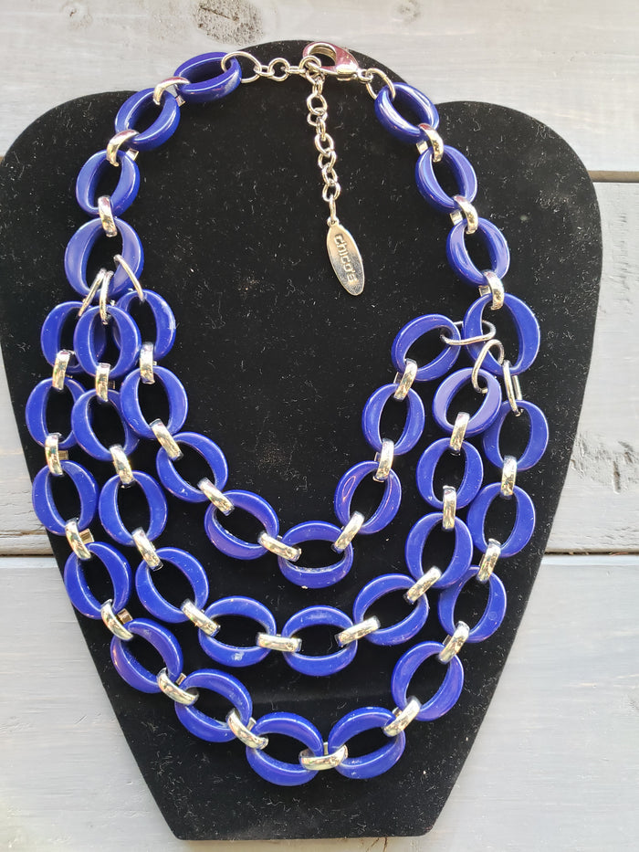 Chico's Royal Blue Triple Chain necklace