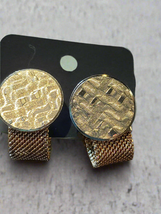 Circle Medallion with Woven Brass Cuff Link Set