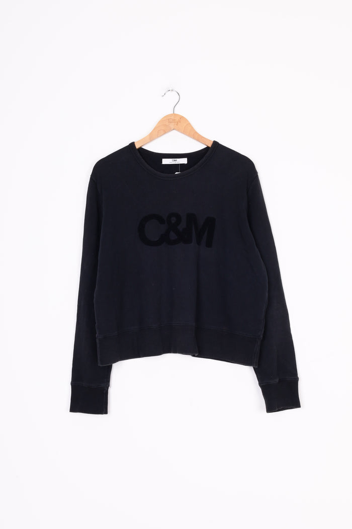 C&M Womens Black Sweatshirt Size 12
