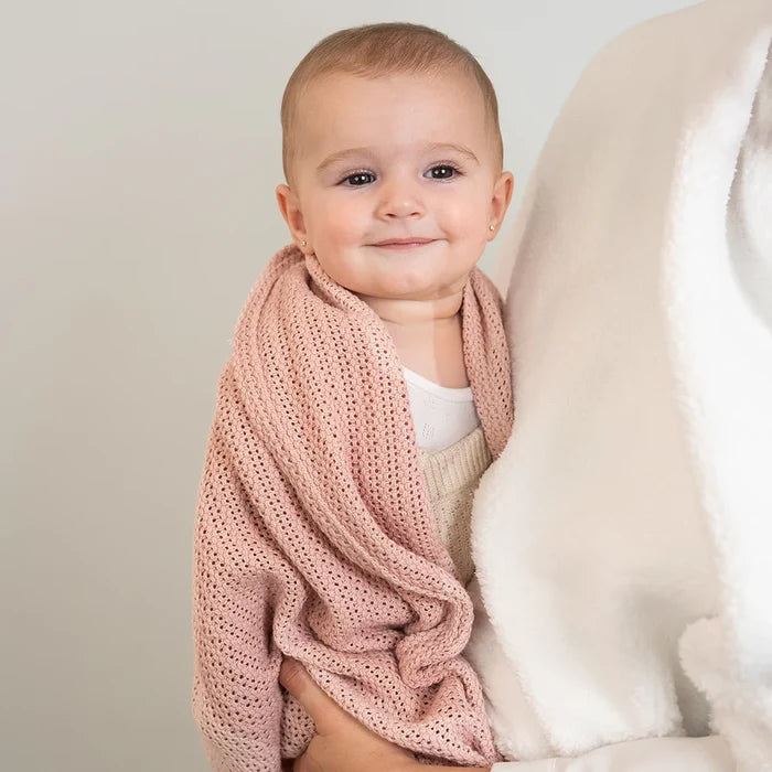 Cotton Bassinet Cellular Blanket - Dusty Pink