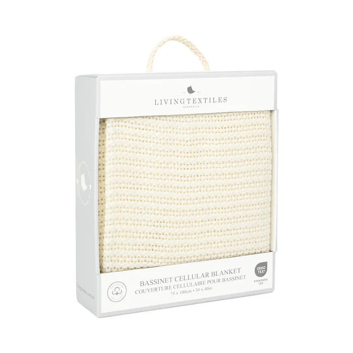 Cotton Bassinet Cellular Blanket - Natural White