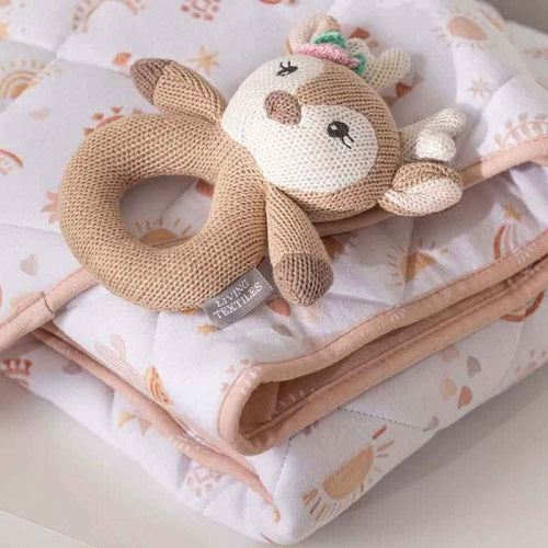 Cotton Knit Ring Rattle - Ava the Fawn