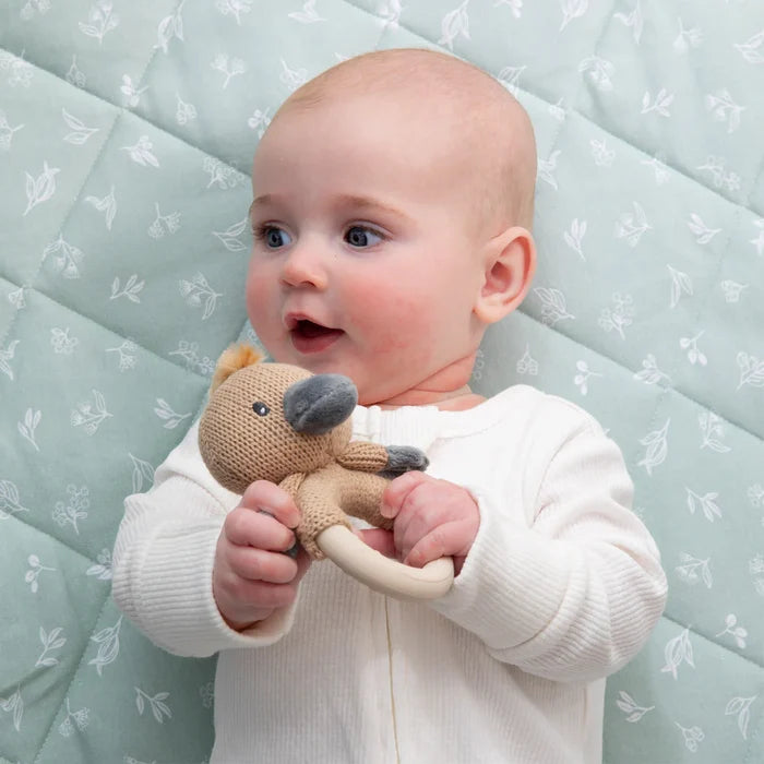 Cotton Knit Ring Rattle & Silicone Teether -  Platypus