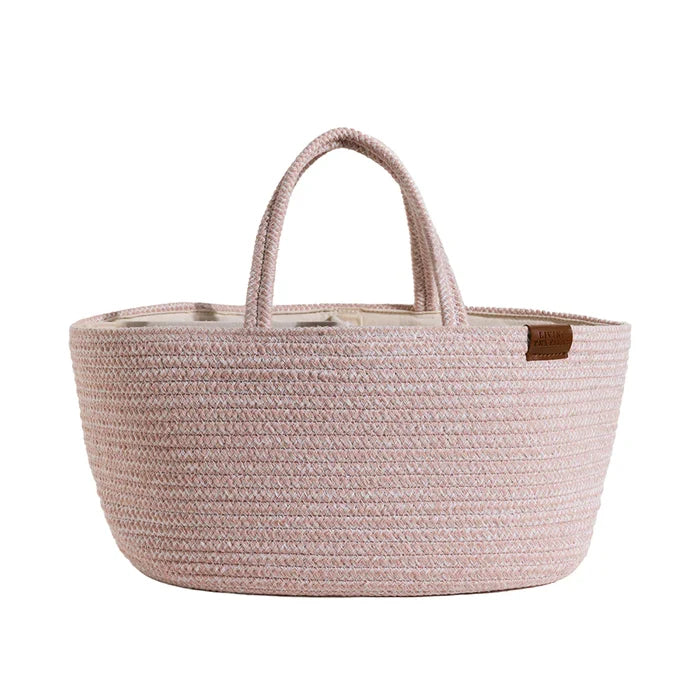 Cotton Rope Storage Caddy with Divider - Pink