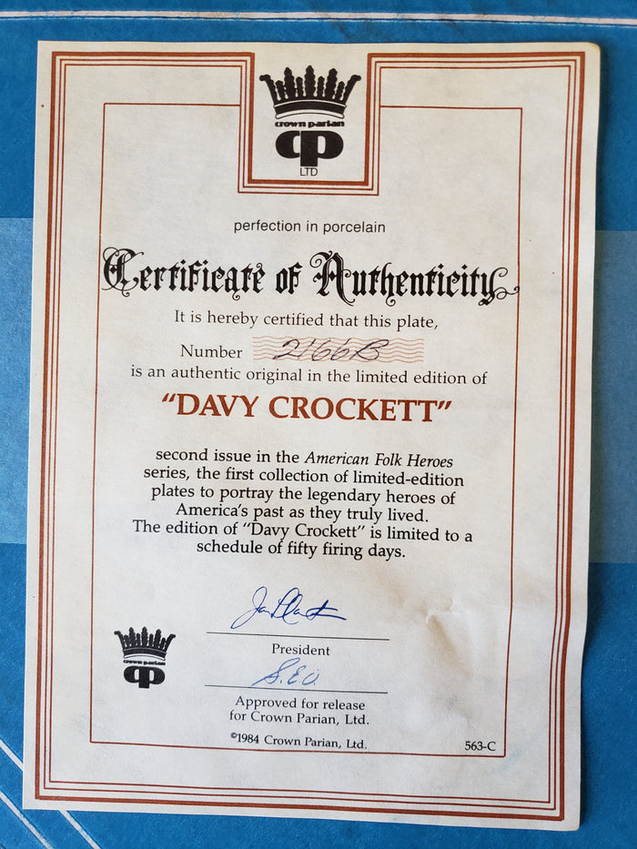 Davy Crockett commemorative plate