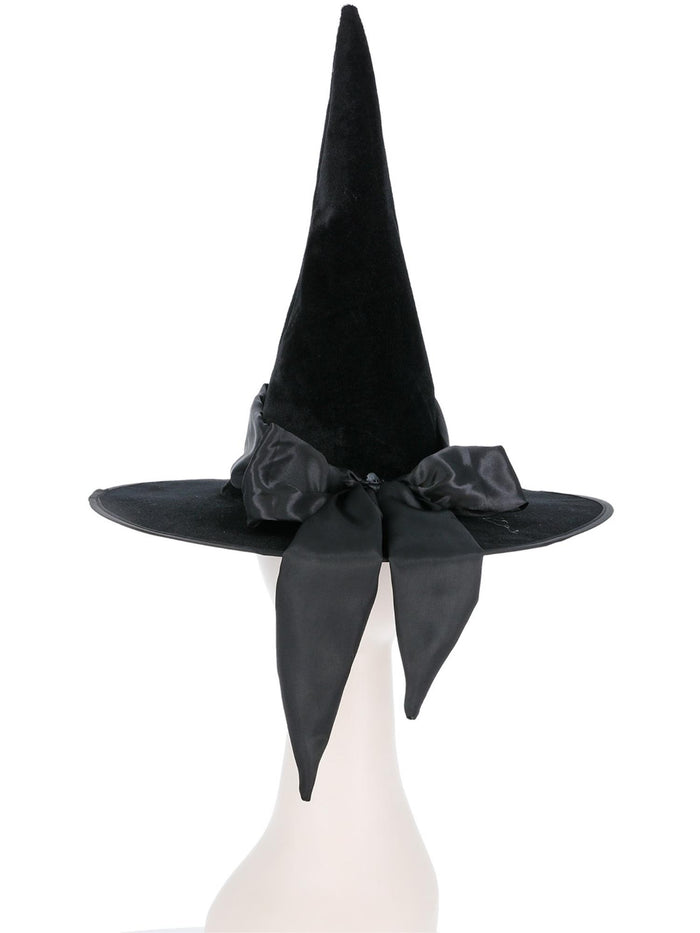 Deluxe Witch Hat, Black, with Black Bow