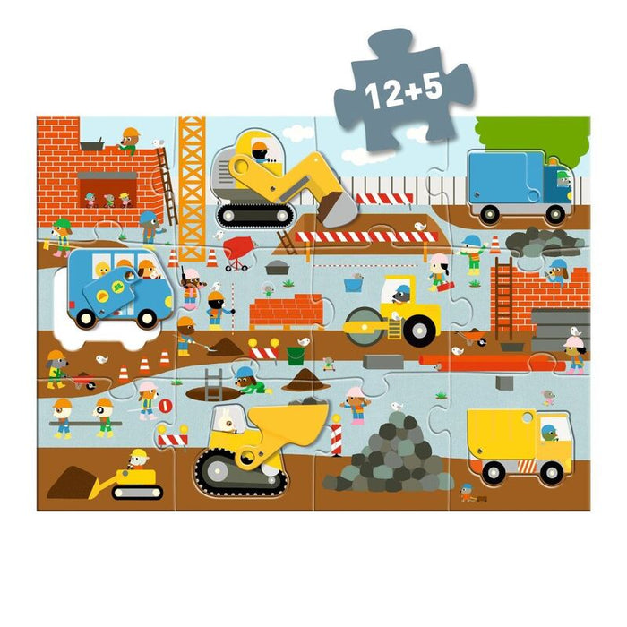 Djeco Giant Construction Site 17pc Puzzle