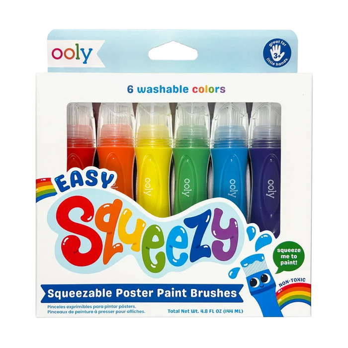 Easy Squeezy Squeezable Poster Paint Brushes - Set of 6