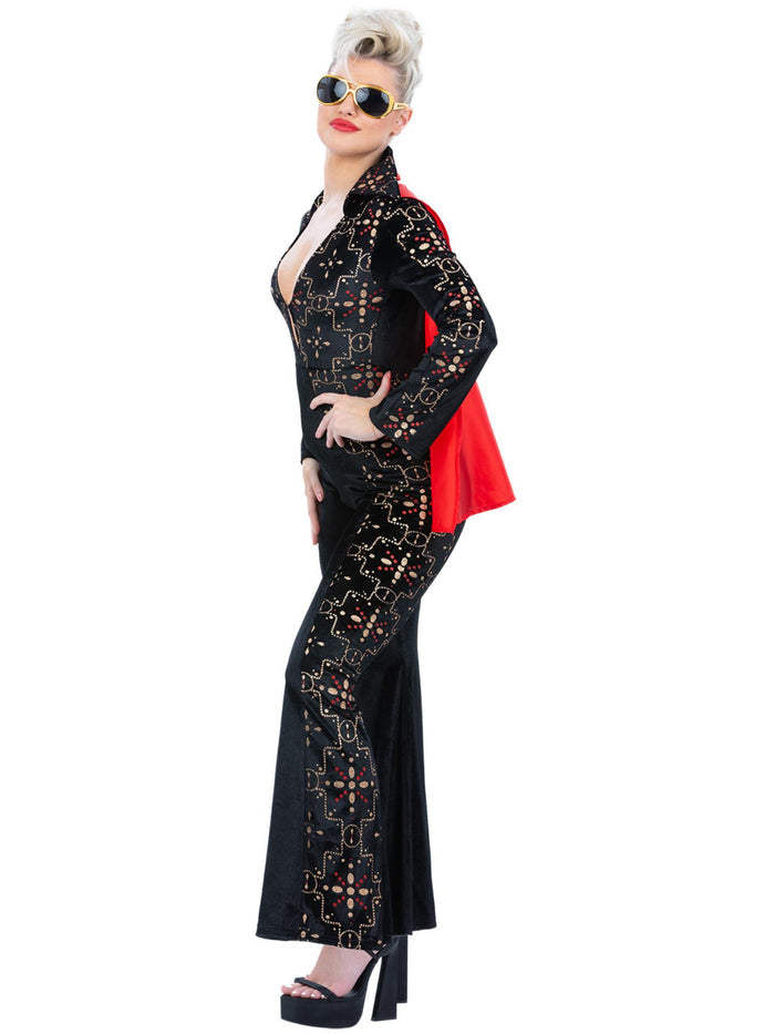 Elvis Black Rhinestone Ladies Jumpsuit