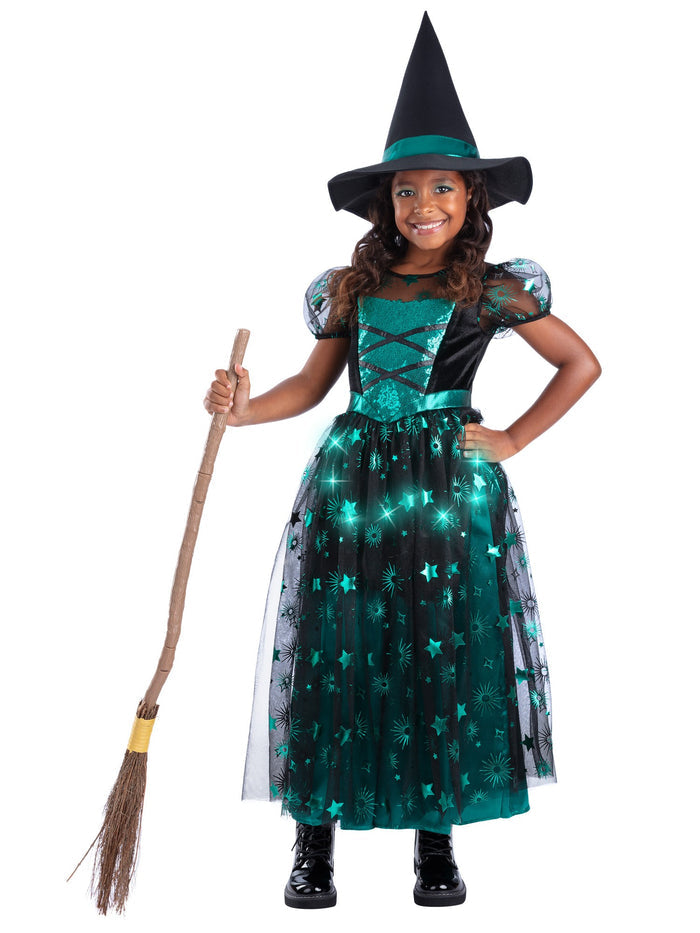 Emerald Witch Light Up Girls Costume
