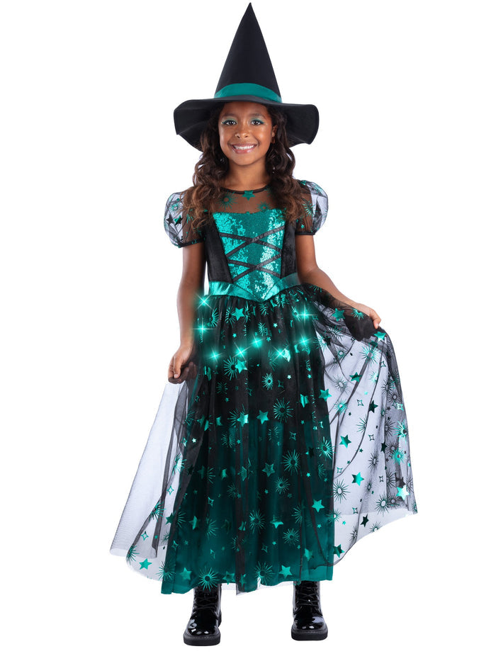 Emerald Witch Light Up Girls Costume