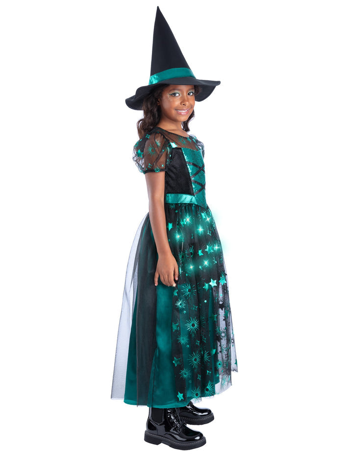 Emerald Witch Light Up Girls Costume