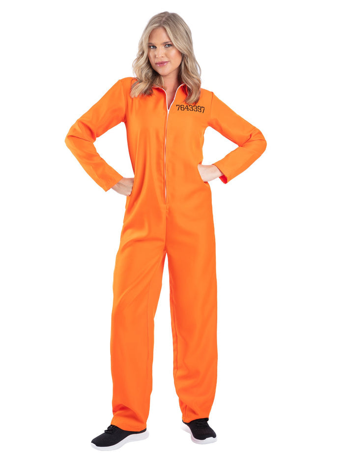 Escaped Prisoner Ladies Orange Boiler Suit Costume