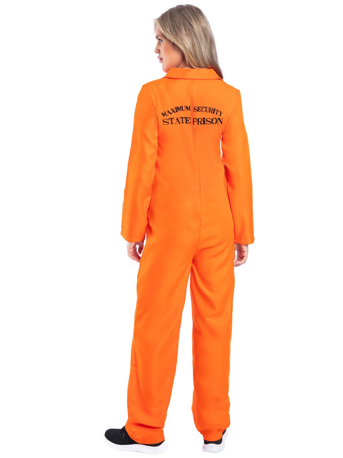 Escaped Prisoner Ladies Orange Boiler Suit Costume