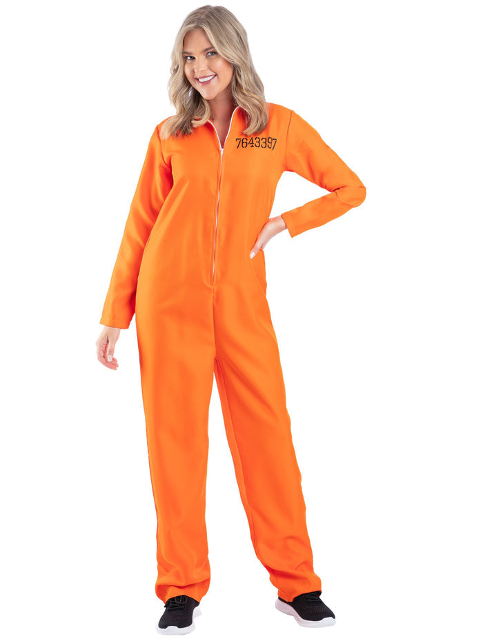 Escaped Prisoner Ladies Orange Boiler Suit Costume