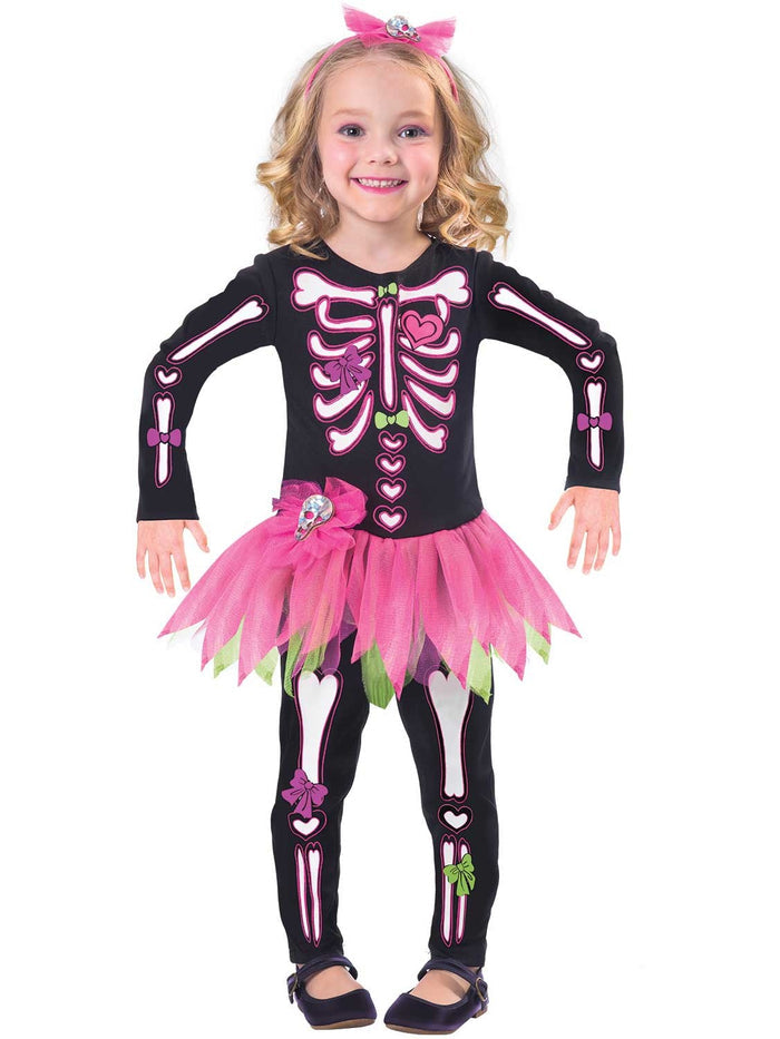 Fancy Bones Skeleton Girls Costume