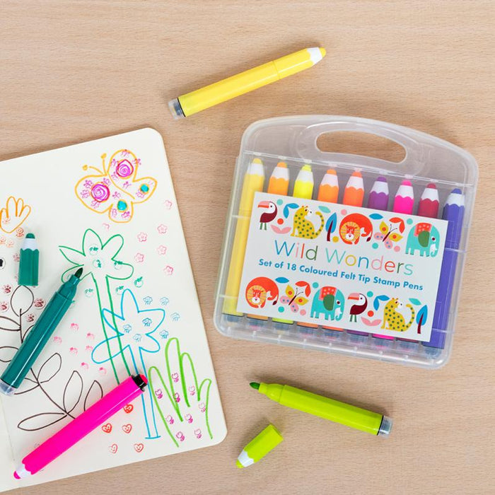 Felt Tip Stamp Pens Set of 18 - Wild Wonders