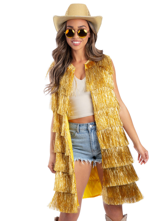 Fever Tinsel Festival Waistcoat, Gold