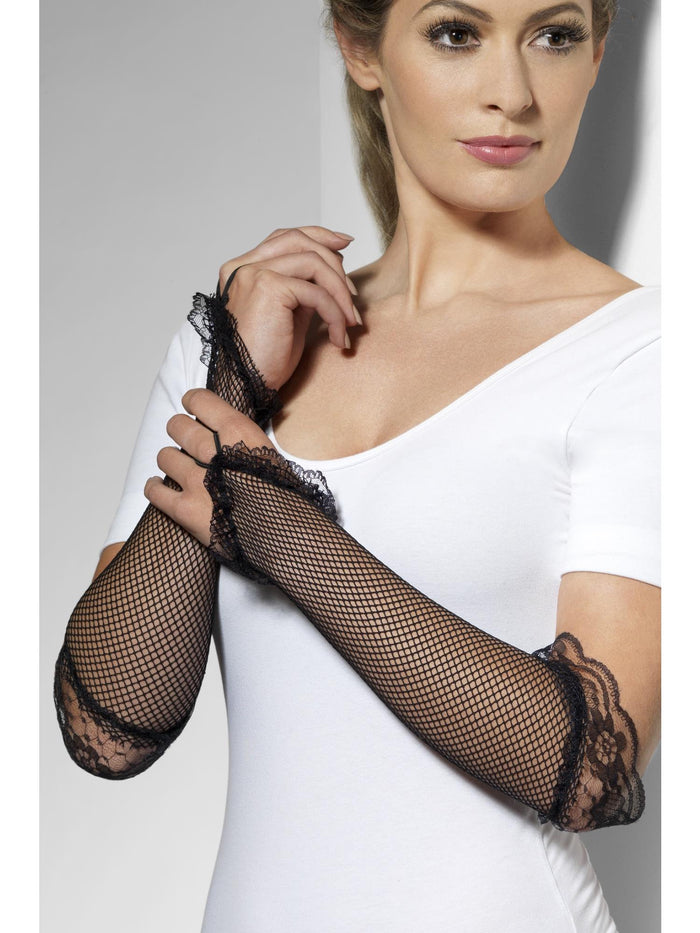 Fingerless Fishnet Gloves Black