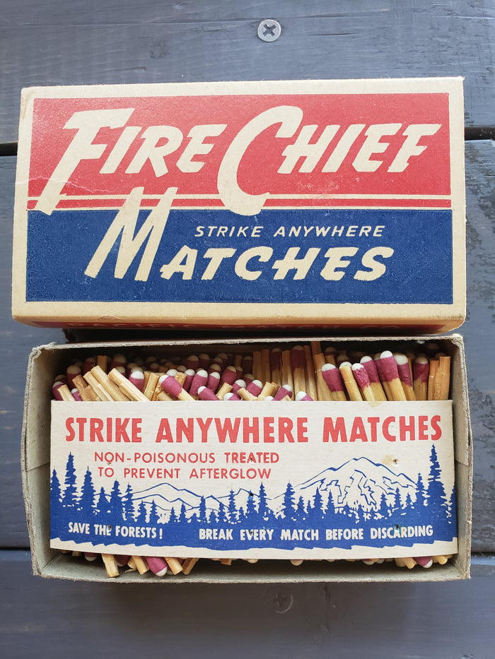 Fire Chief Strike Anywhere box with matches