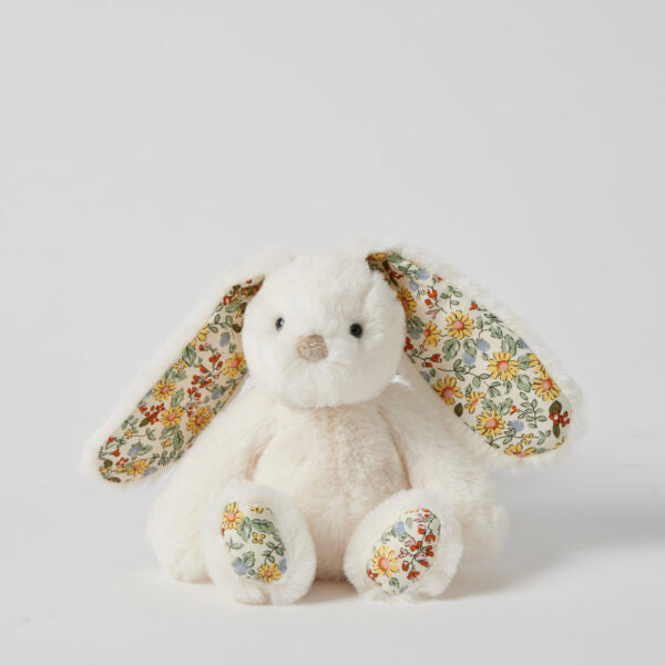 Floral Plush White Bunny Rattle