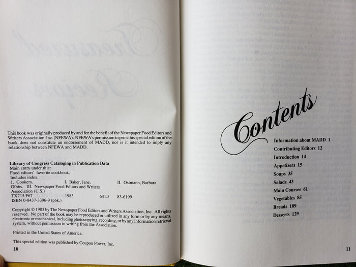 Food Editors' Favorites Treasured Recipes (1983)