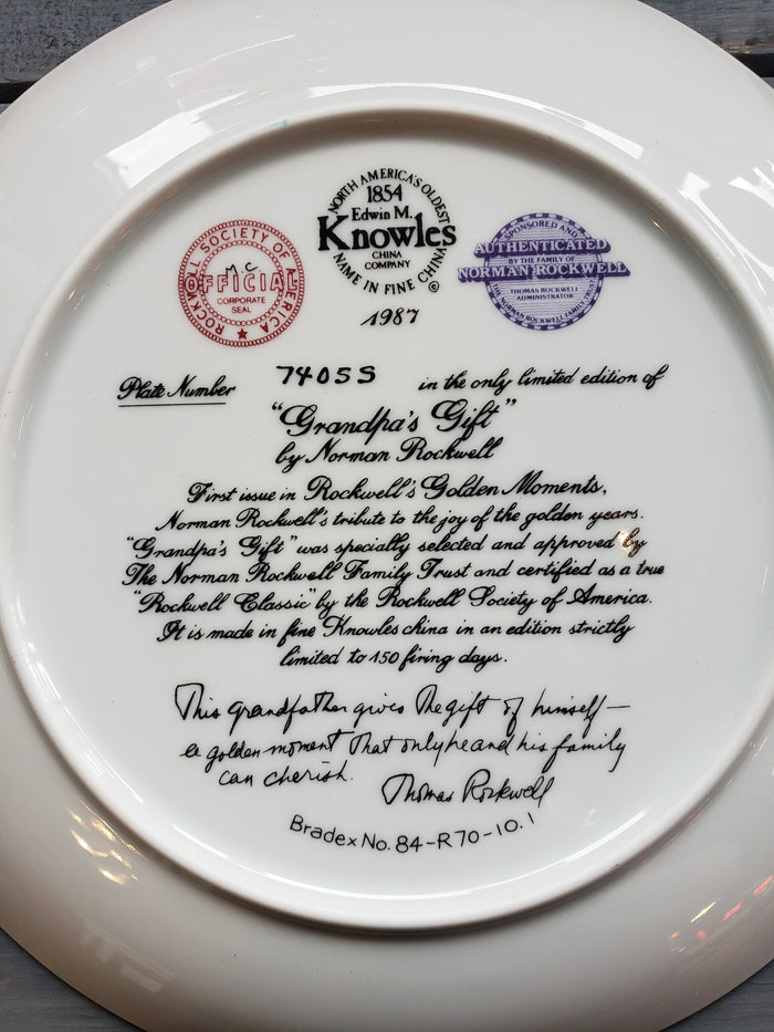 "Grandpa's Gift" by Norman Rockwell collectible plate