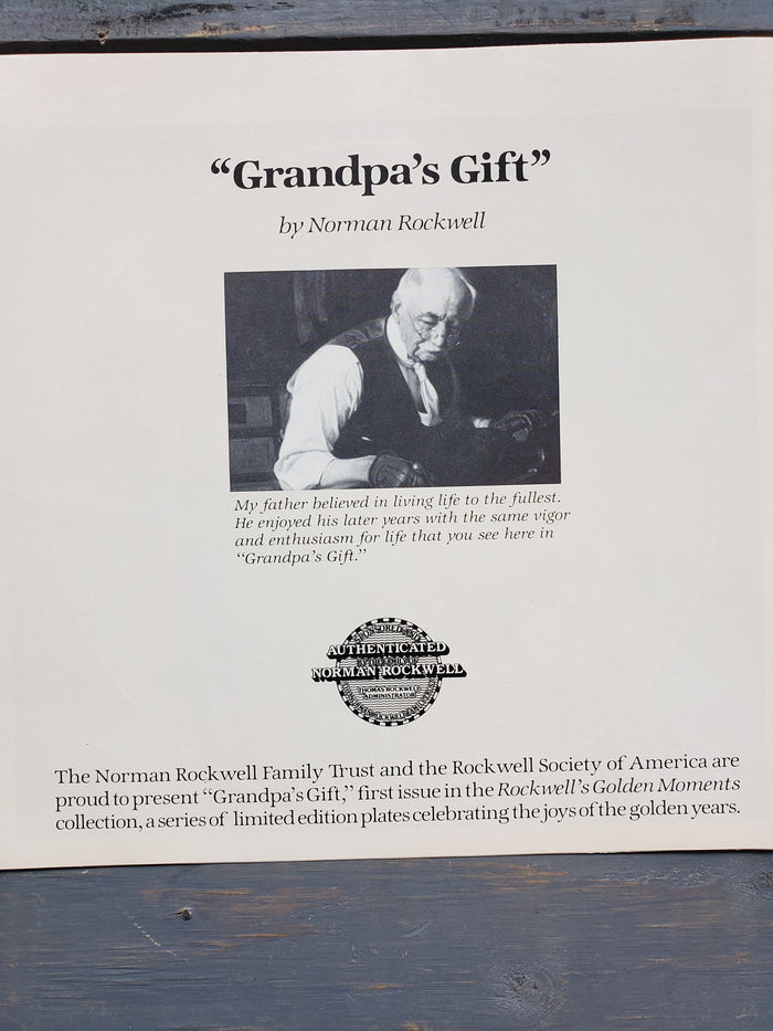 "Grandpa's Gift" by Norman Rockwell collectible plate