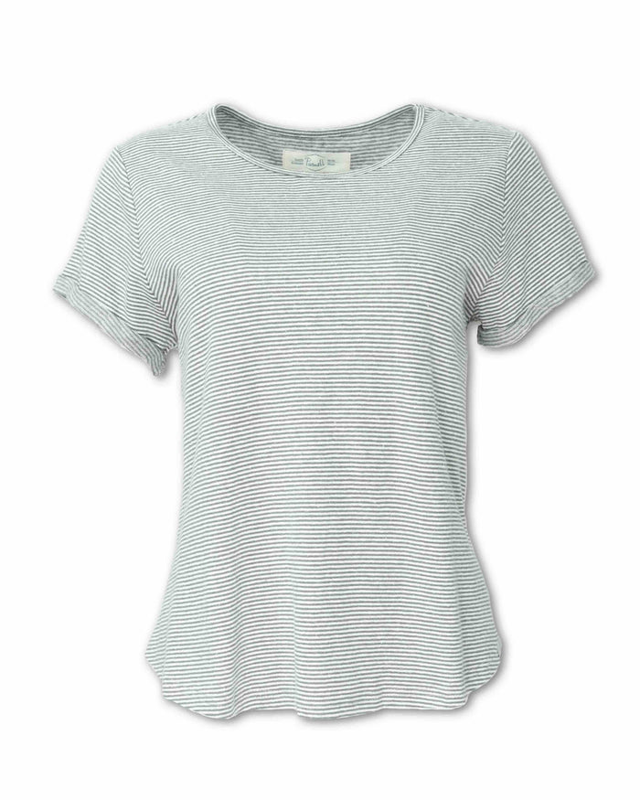 GREY STRIPED HEMP KNIT TEE