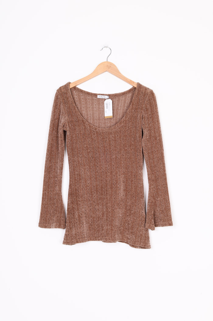 Hazel Womens Brown Top Size S