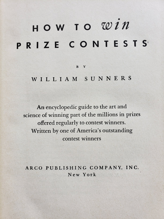 How to Win Prize Contests, by William Sunners