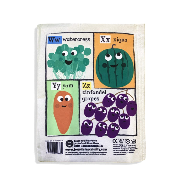Jo & Nic's Crinkly Cloth Book - Fruit & Vege A-Z