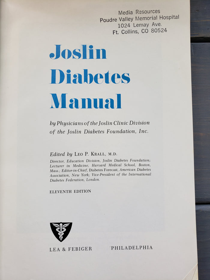 JOSLIN Diabetes Manual (1959)