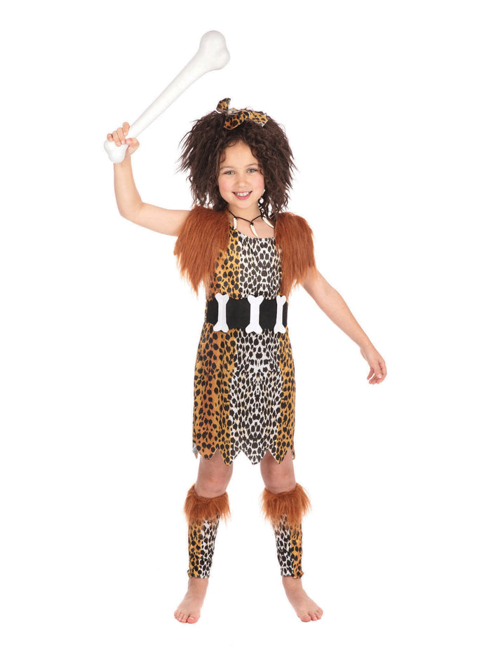 Kids Cave Girl And Wig Costume